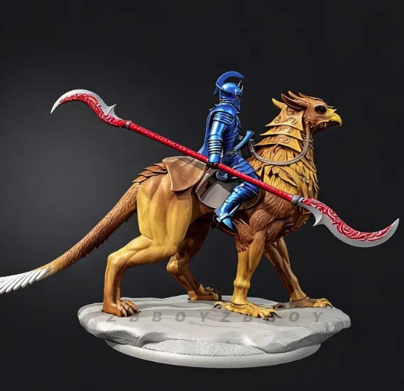 75mm Warrior on Fantasy Dragon, 5 Figures, Resin Model Figure Kit, Fantasy Theme, Unassembled and Unpainted