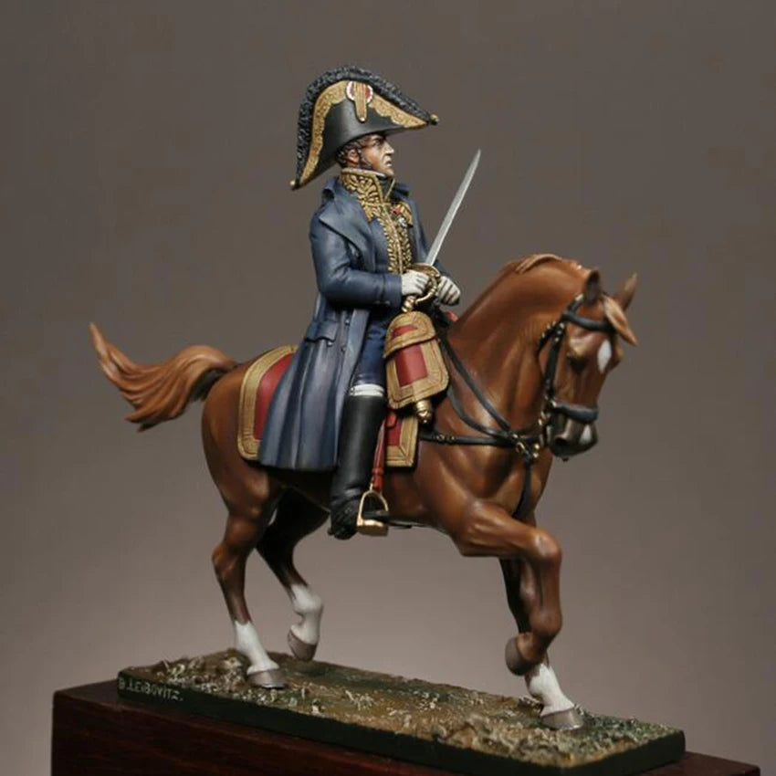 1/32 Napoleonic French Cavalry Officer Mounted, Resin Model Figure Kit, Unassembled and Unpainted