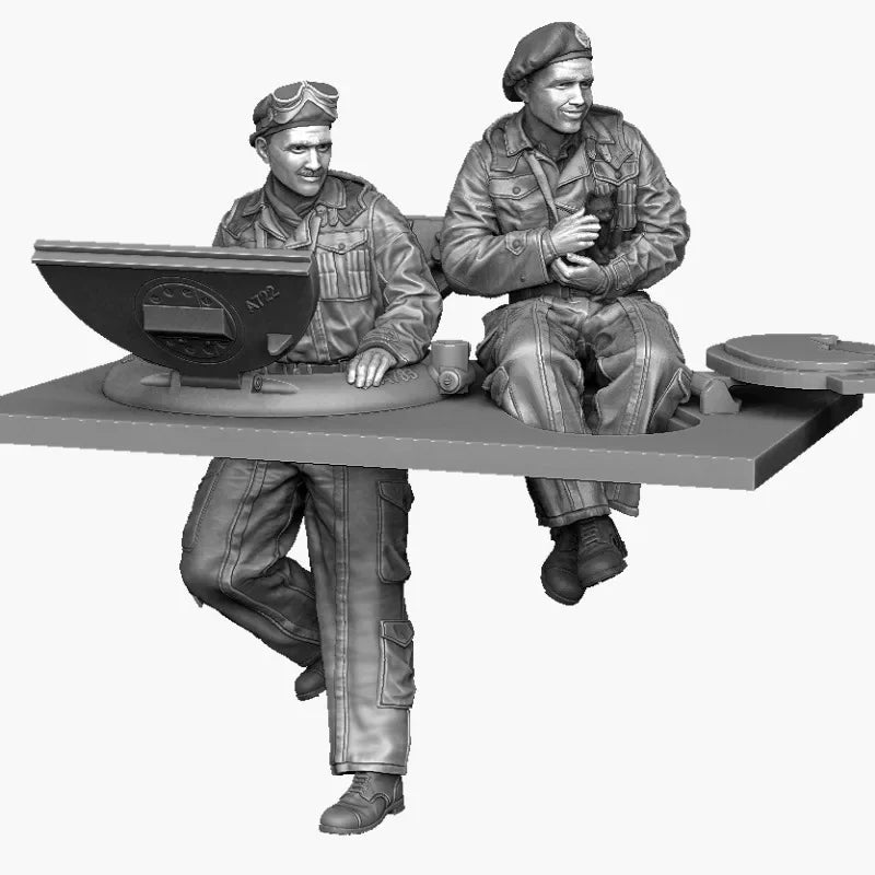 1/35 WWII British Infantry Studying Maps at Table, 2 Figures, Resin Model Figure Kit, Unassembled and Unpainted