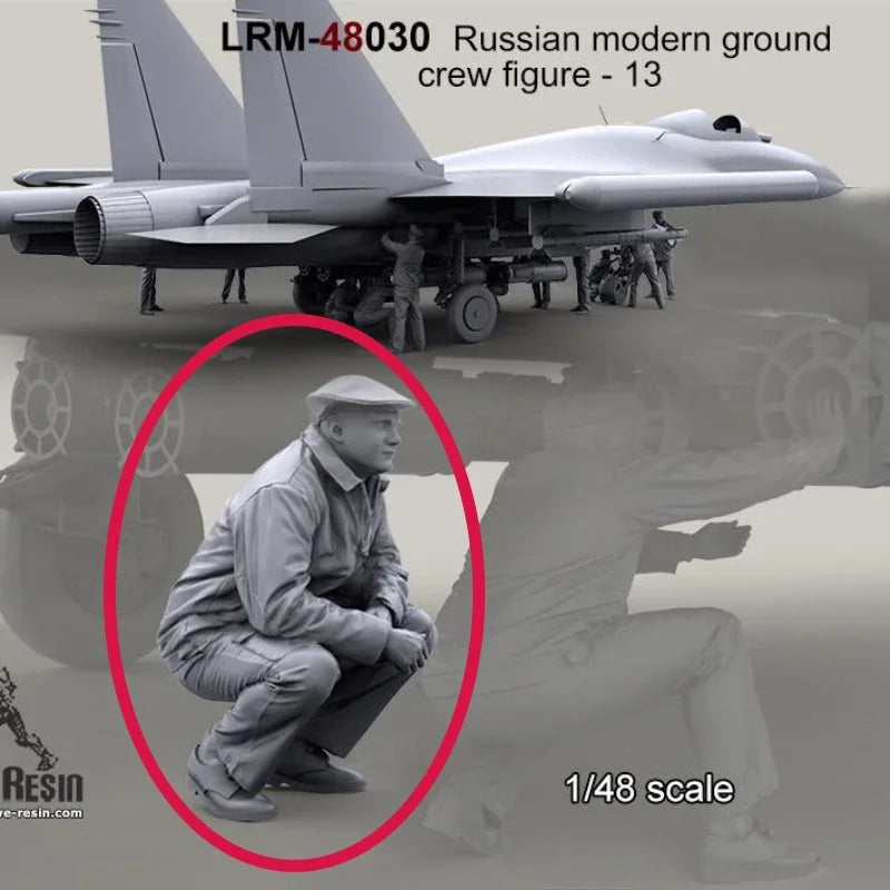 1/48 Modern Russian Air Force Ground Crew, 3 Figures, Resin Model Figure Kit, Unassembled and Unpainted