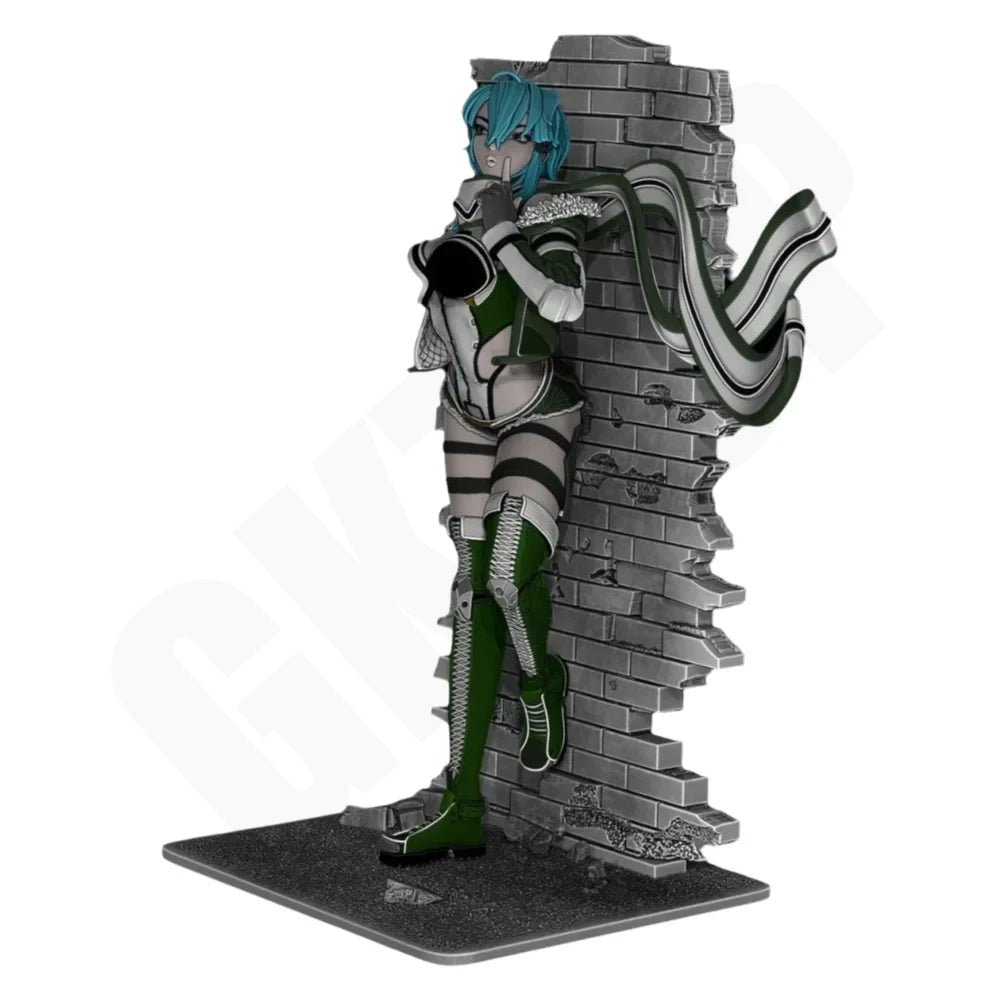 1/24 Female Warrior in Combat Armor with Scythe, Resin Model Figure Kit, Anime Theme, Unassembled and Unpainted