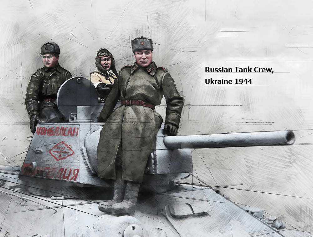 1/35 WWII Soviet Tank Crew Observing from Turret Ukraine 1944, 3 Figures, Resin Model Figure Kit, Unassembled and Unpainted