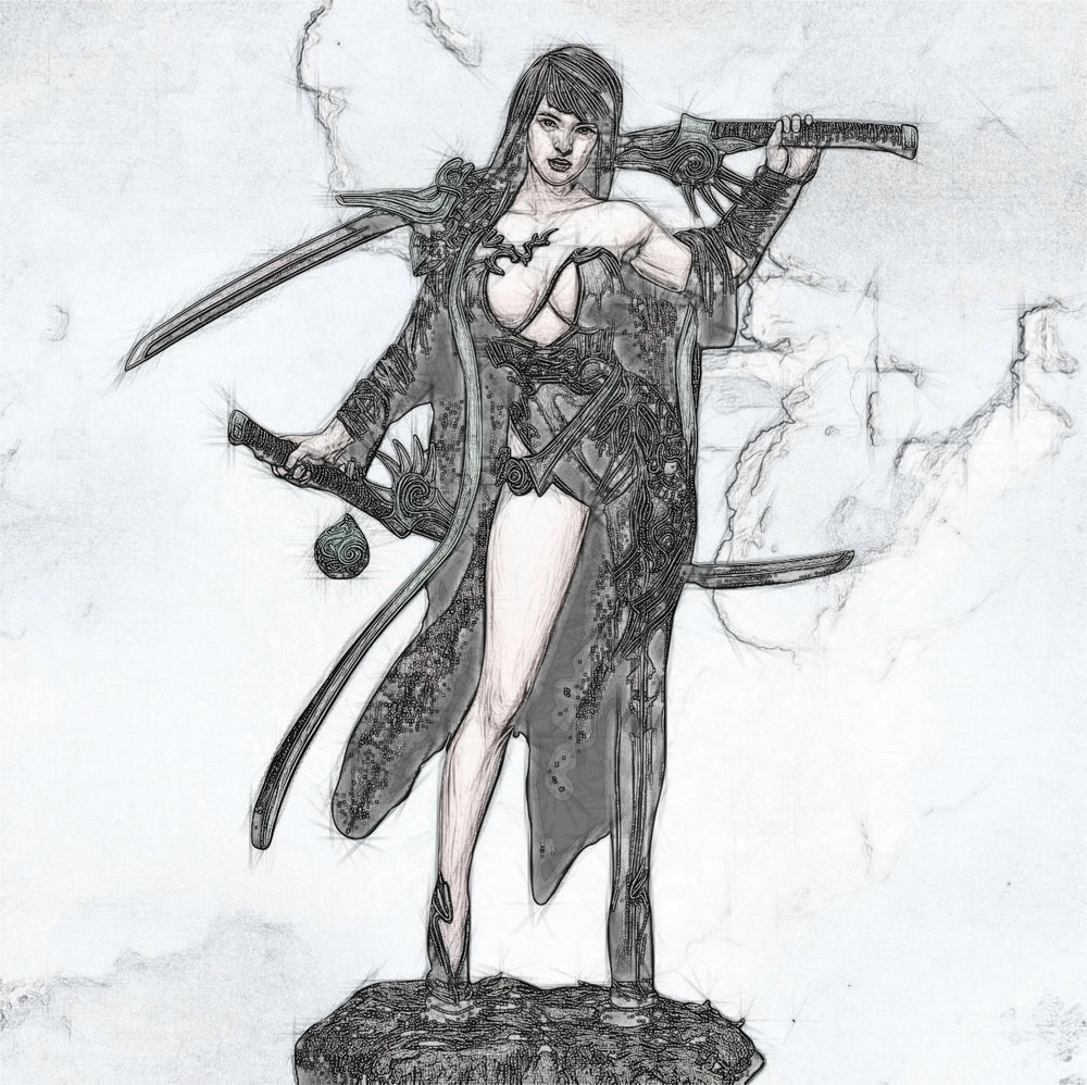 1/24 Female Fantasy Swordsman, Resin Model Figure Kit, Fantasy Theme, Unassembled and Unpainted