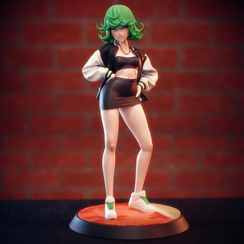 1/24 Green-Haired Female Character, Resin Model Figure Kit, Unassembled and Unpainted