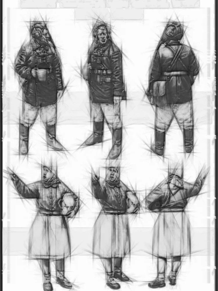 1/35 WWII Soviet Infantry with Female Soldiers, 6 Figures, Resin Model Figure Kit, Unassembled and Unpainted
