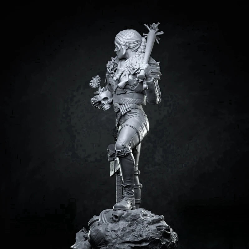 1/24 Female Barbarian Warriors with Axe and Sword, 2 Figures, Resin Model Figure Kit, Fantasy Theme, Unassembled and Unpainted
