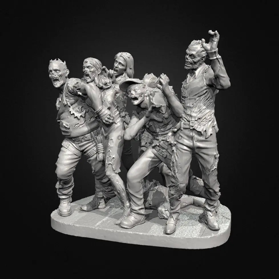 75mm Zombie, 5 Figures, Resin Model Figure Kit, Fantasy Theme, Unassembled and Unpainted