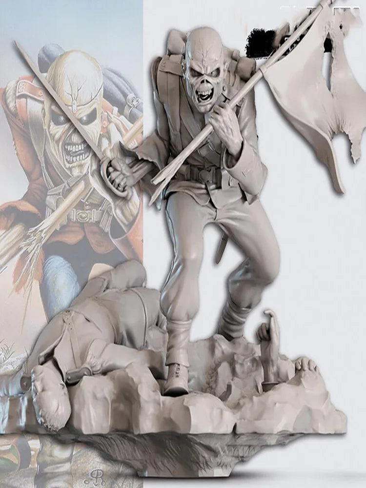 1/24 Blonde Elf Warrior Raising Victory Flag, Resin Model Figure Kit, Fantasy Theme, Unassembled and Unpainted