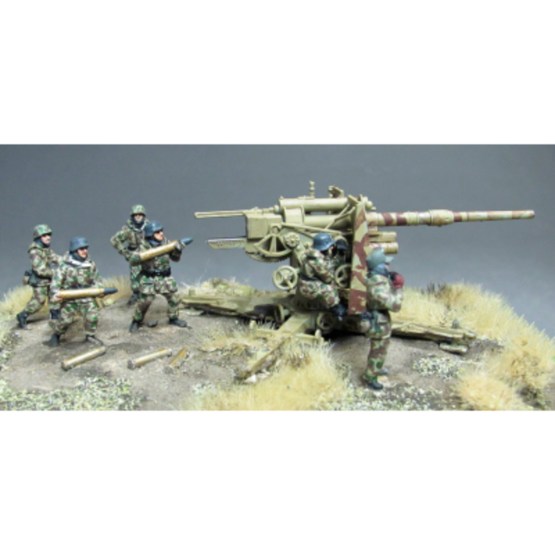 1/72 WWII German Flak 36 Anti-Aircraft Crew, 5 Figures, Resin Model Diorama Kit, Unassembled and Unpainted