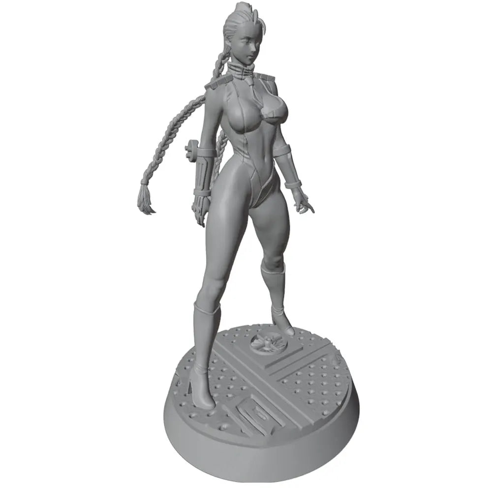 1/24 Sci-Fi Pin-Up with Blonde Braid, Resin Model Figure Kit, Unassembled and Unpainted