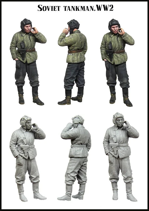 1/35 WWII Soviet Tank Crew Radio Operator, Resin Model Figure Kit, Unassembled and Unpainted