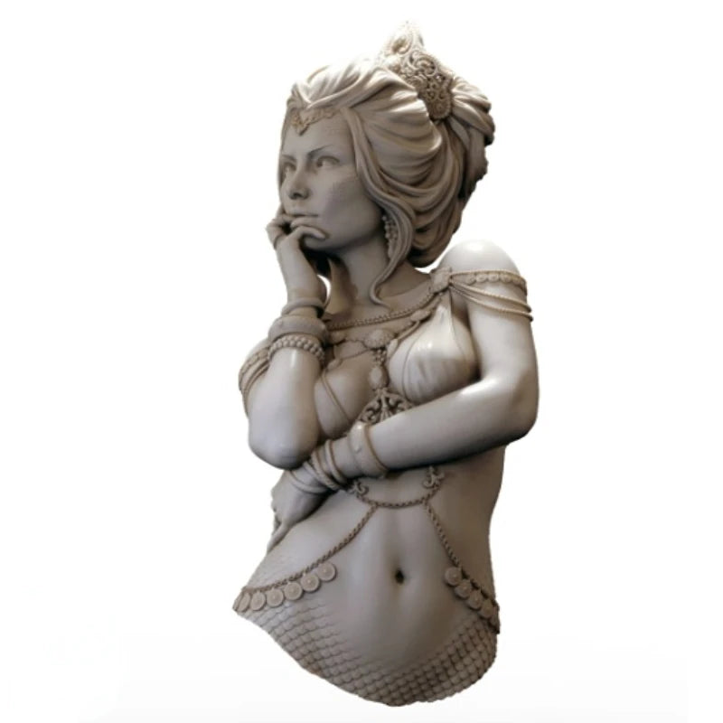 1/10 Contemplative Mermaid Warrior, Resin Model Bust Kit, Fantasy Theme, Unassembled and Unpainted