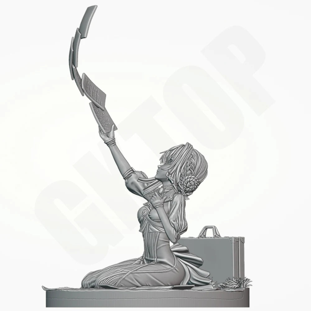 1/24 Girl with Staff, Resin Model Figure Kit, Anime Theme, Unassembled and Unpainted