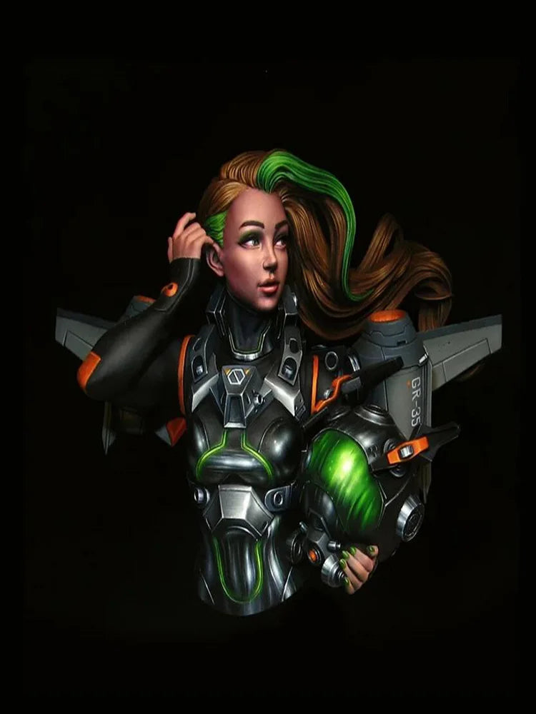 1/10 Female Warrior, Resin Model Bust Kit, Sci-Fi Theme, Unassembled and Unpainted