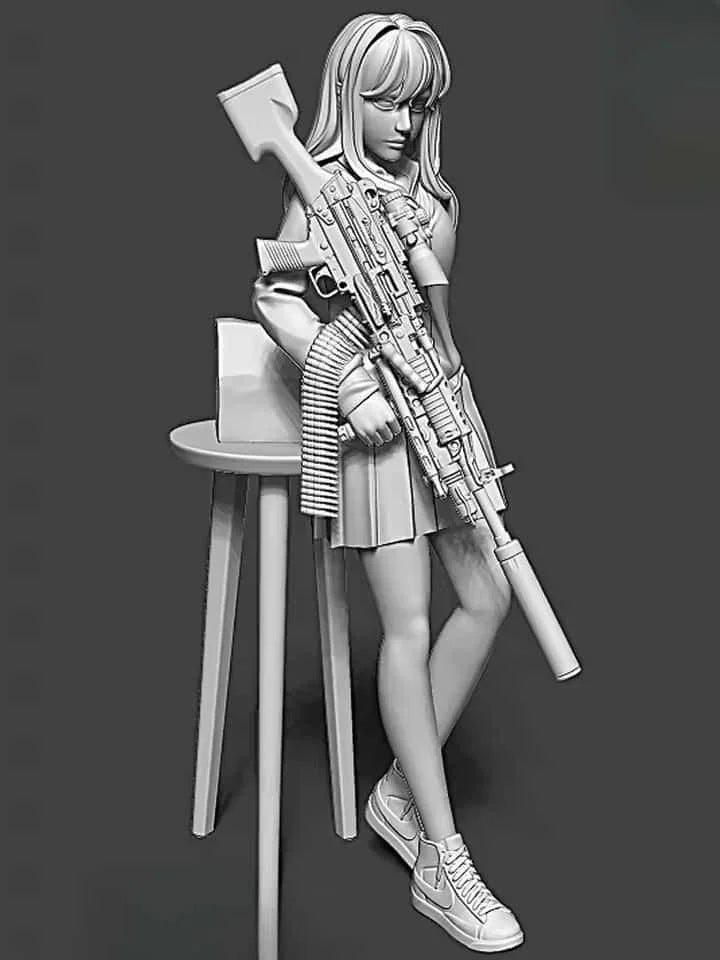 1/35 Modern Anime Female Tactical Squad with Crossbow, 4 Figures, Resin Model Figure Kit, Unassembled and Unpainted