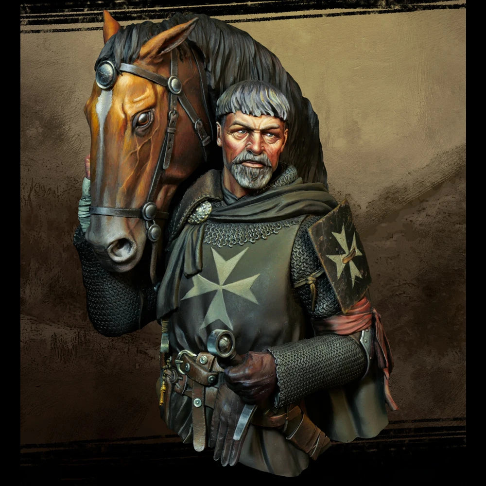 1/9 Medieval Knight Hospitaller, Resin Model Bust Kit, Unassembled and Unpainted