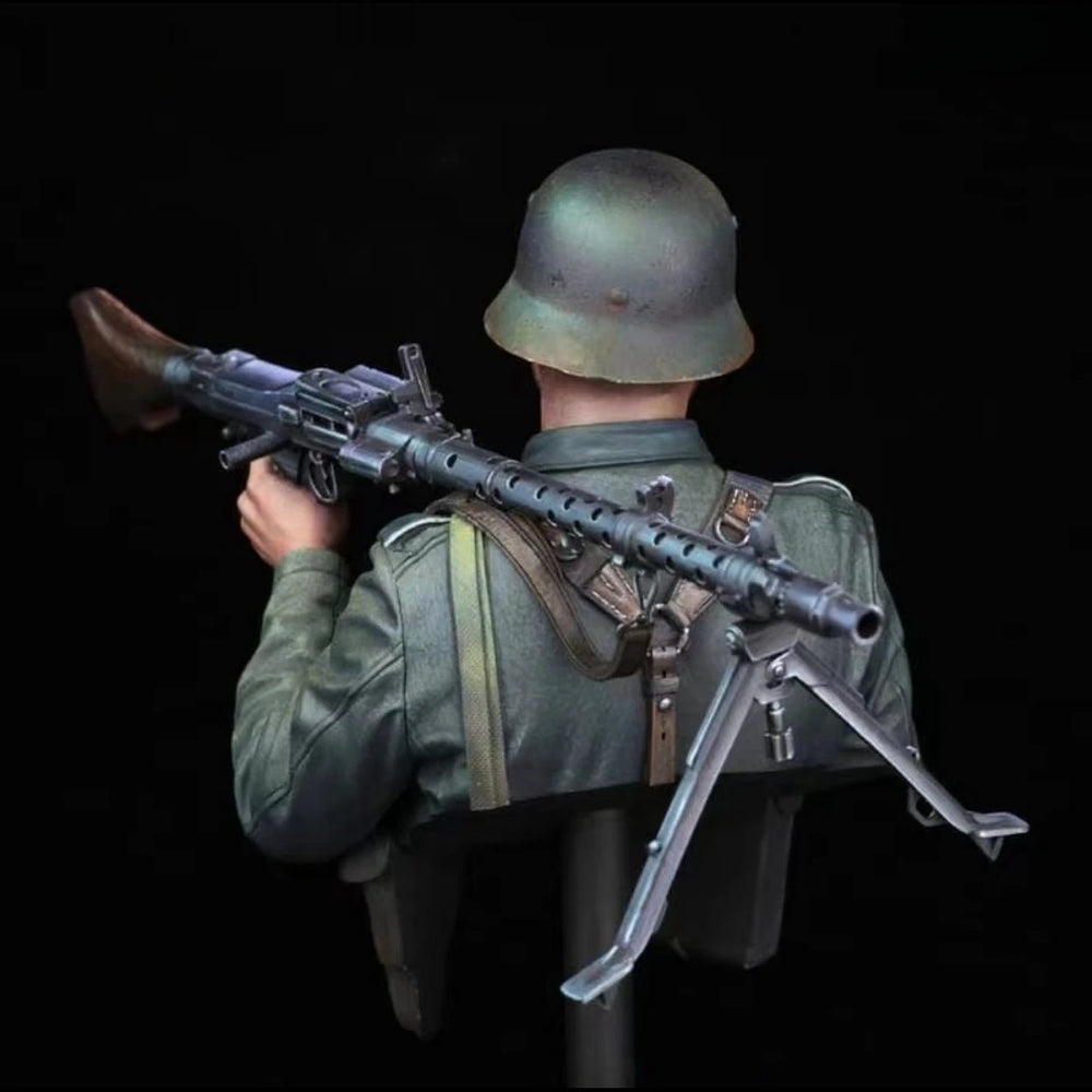 1/10 WWII German Soldier MG34, Resin Model Bust Kit, Unassembled and Unpainted