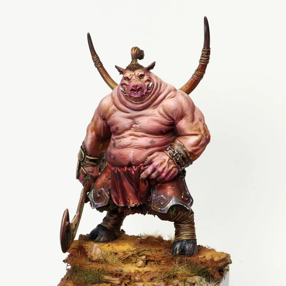 60mm Muscular Red Demon with Curved Horns, Resin Model Figure Kit, Fantasy Theme, Unassembled and Unpainted