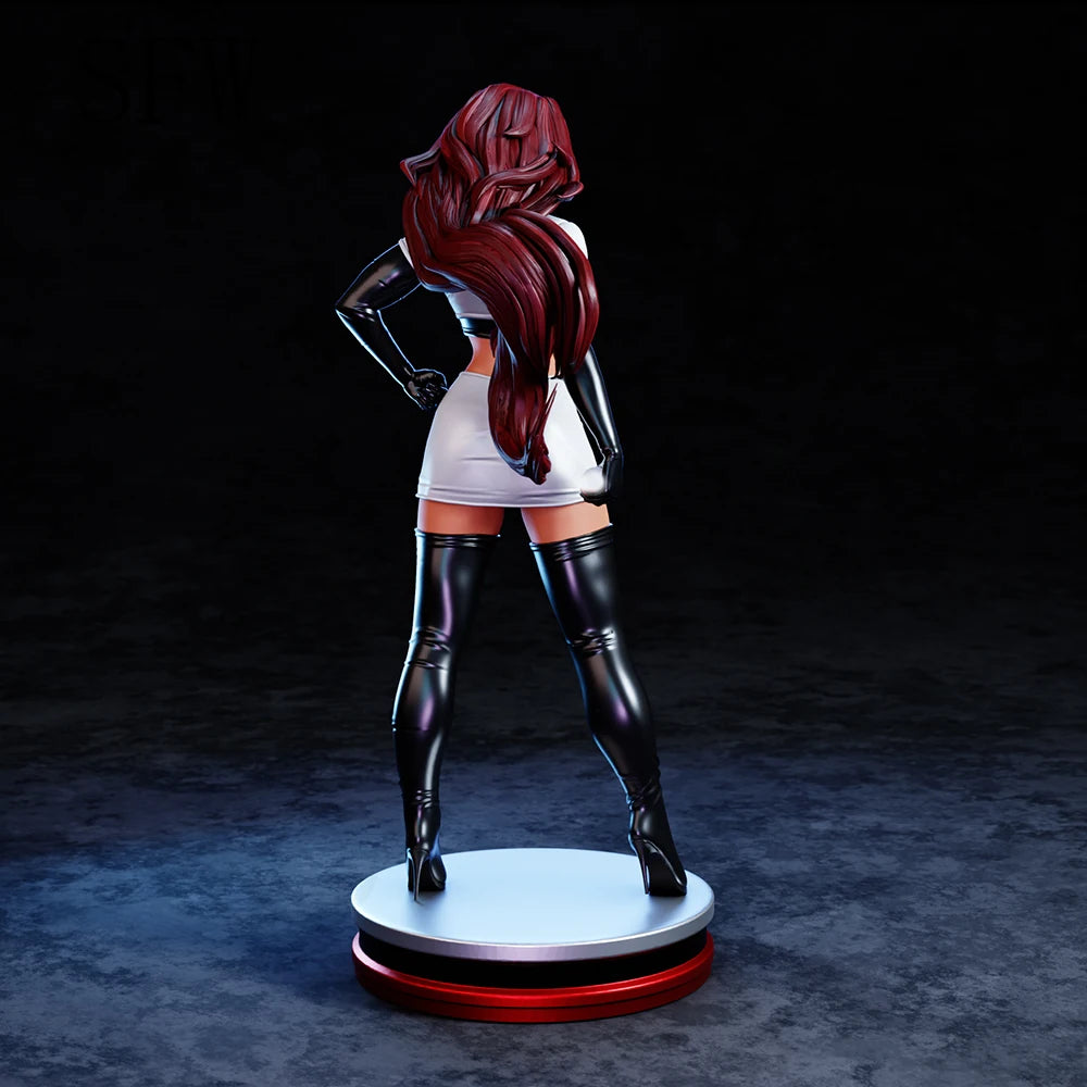 1/24 Modern Pin-Up in White Top and Black Thigh Boots, Resin Model Figure Kit, Unassembled and Unpainted