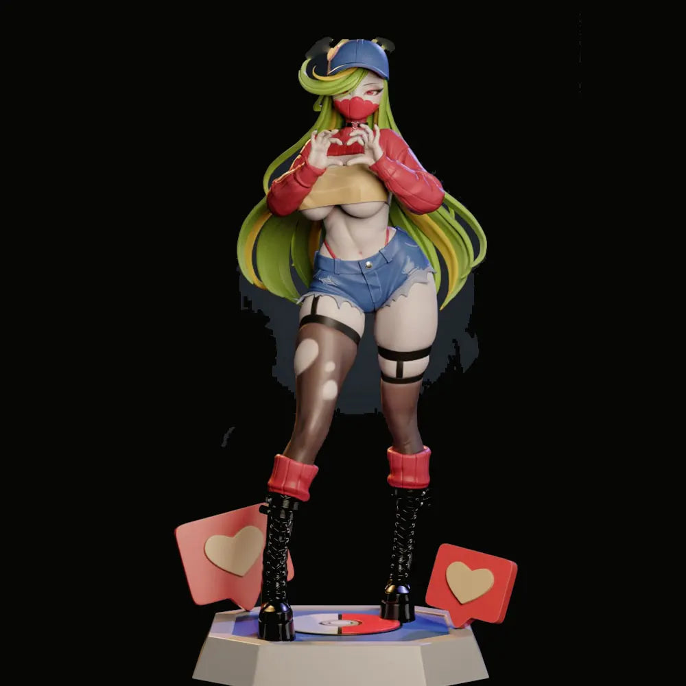 1/24 Girl with Long Hair in Tactical Pose, Resin Model Figure Kit, Anime Theme, Unassembled and Unpainted