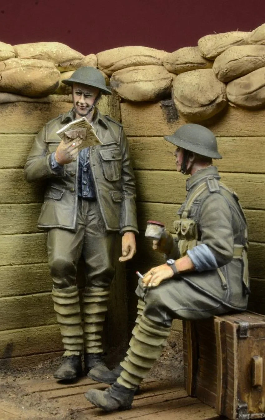 1/35 WWI British Infantry Soldier, 2 Figures, Resin Model Figure Kit, Unassembled and Unpainted