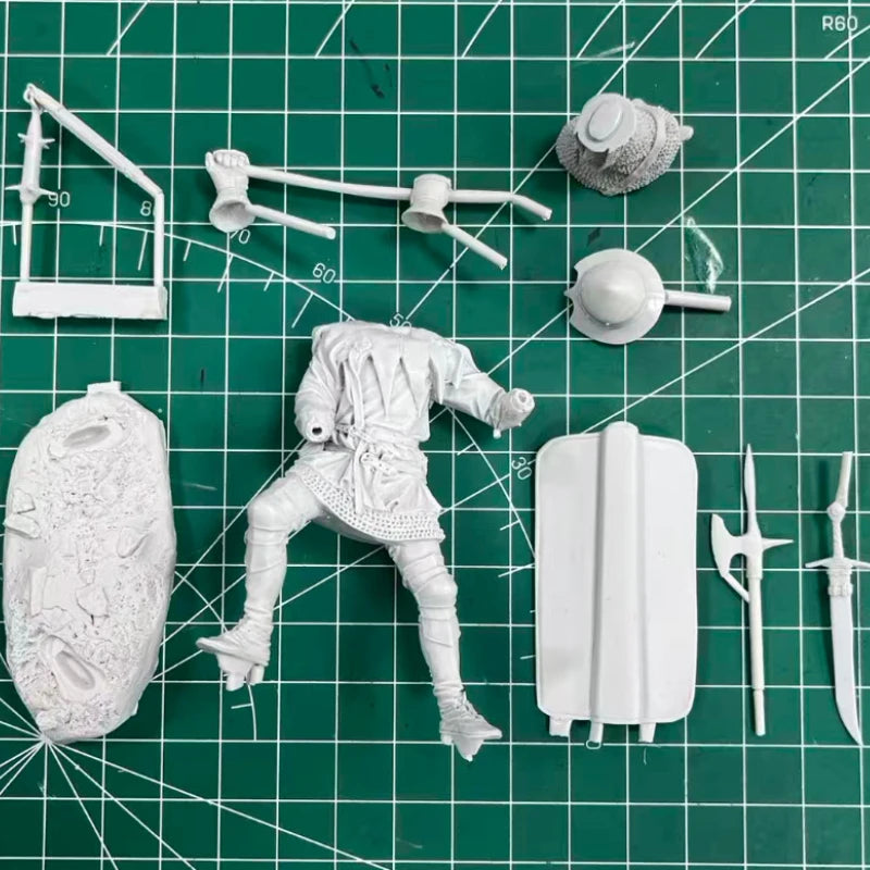1/24 Medieval Hussite Infantryman, Resin Model Figure Kit, Unassembled and Unpainted