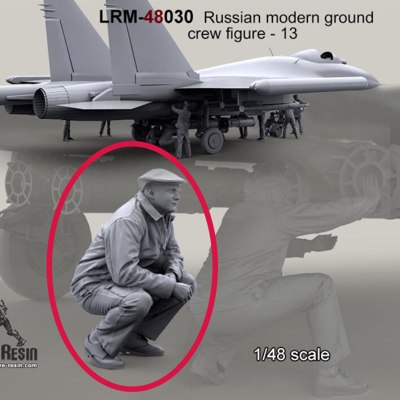 1/48 Modern Russian Air Force Ground Crew, 3 Figures, Resin Model Figure Kit, Unassembled and Unpainted