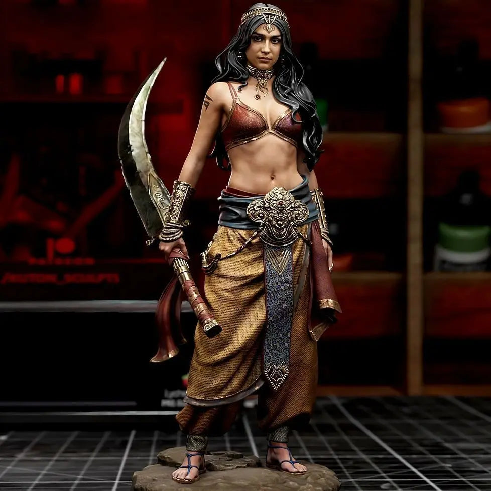 75mm Persian Female Swordsman, Resin Model Figure Kit, Fantasy Theme, Unassembled and Unpainted