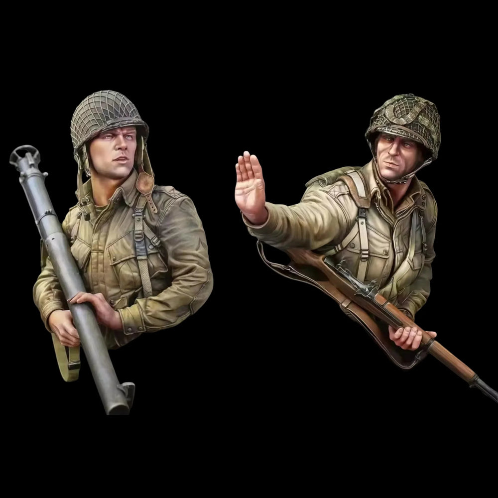 1/10 WWI American Doughboys, 2 Figures, Resin Model Bust Kit, Unassembled and Unpainted