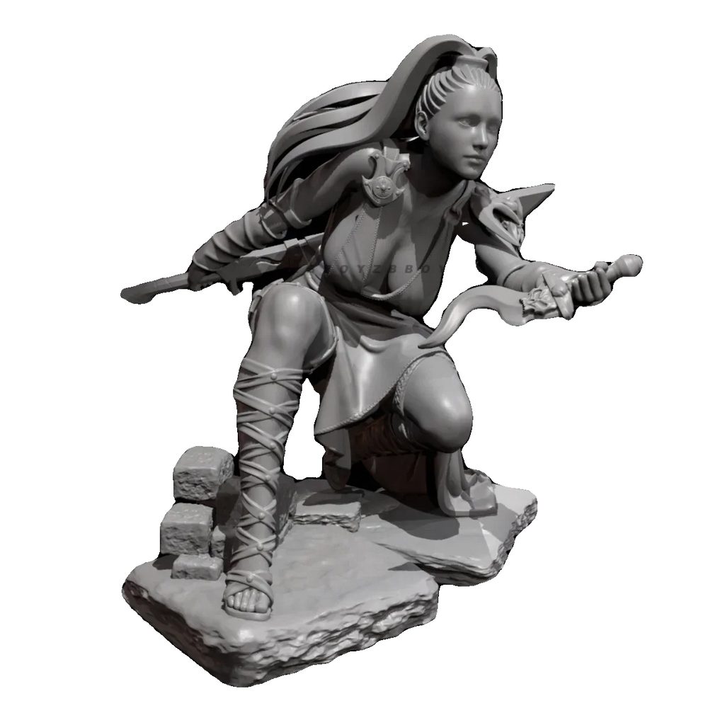 65mm Female Warrior, Resin Model Figure Kit, Fantasy Theme, Unassembled and Unpainted