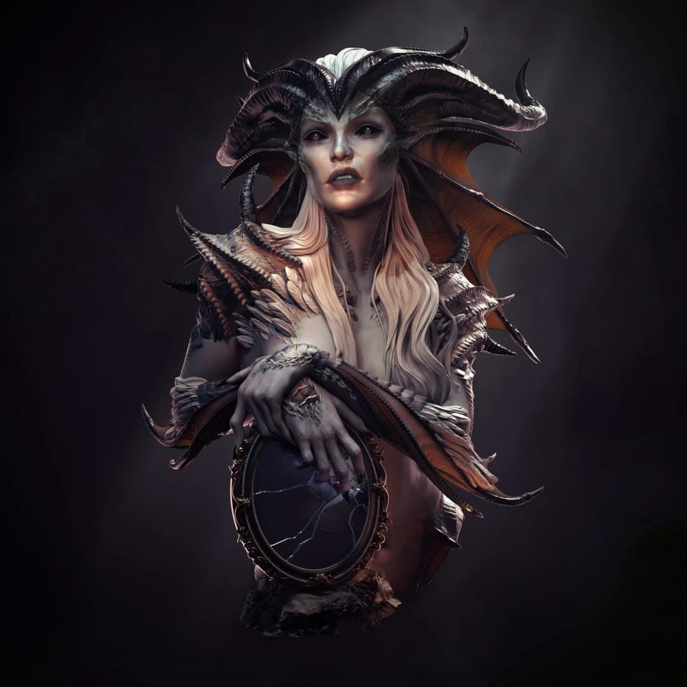 1/10 Dark Sorceress, Resin Model Bust Kit, Fantasy Theme, Unassembled and Unpainted