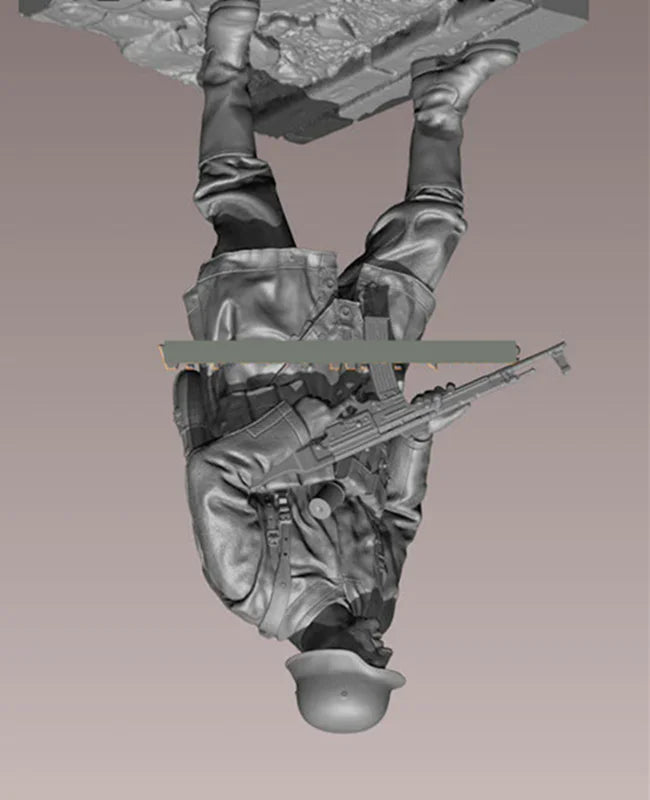 1/35 WWII German Infantryman Standing at Ready, Resin Model Figure Kit, Unassembled and Unpainted