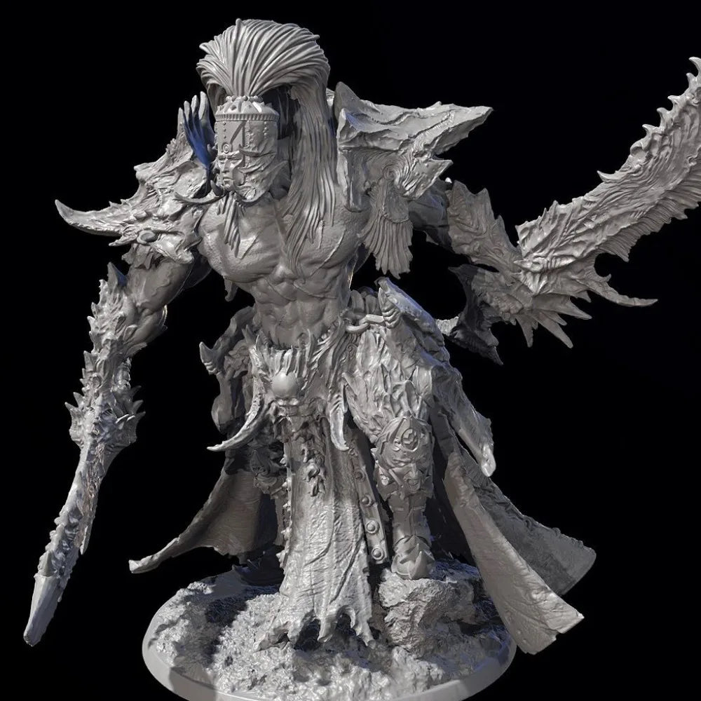 75mm Double-Bladed Emperor Martial Artist, Resin Model Figure Kit, Fantasy Theme, Unassembled and Unpainted