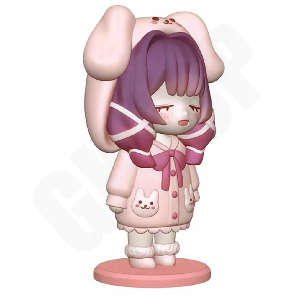 75mm Chibi Girl with Cat Ears and Bow, Resin Model Figure Kit, Anime Theme, Unassembled and Unpainted