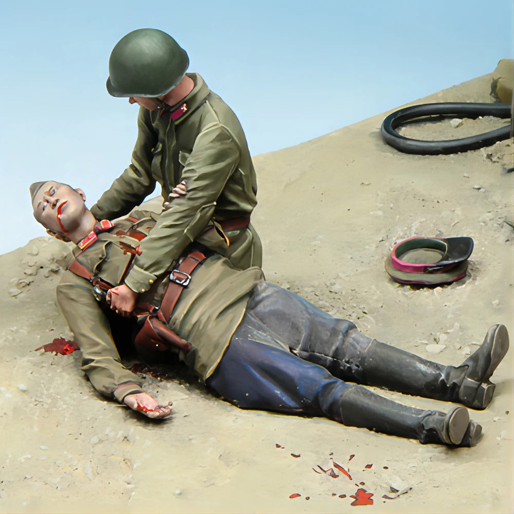 1/35 WWI Infantry Assault with Casualties, 4 Figures, Resin Model Figure Kit, Unassembled and Unpainted