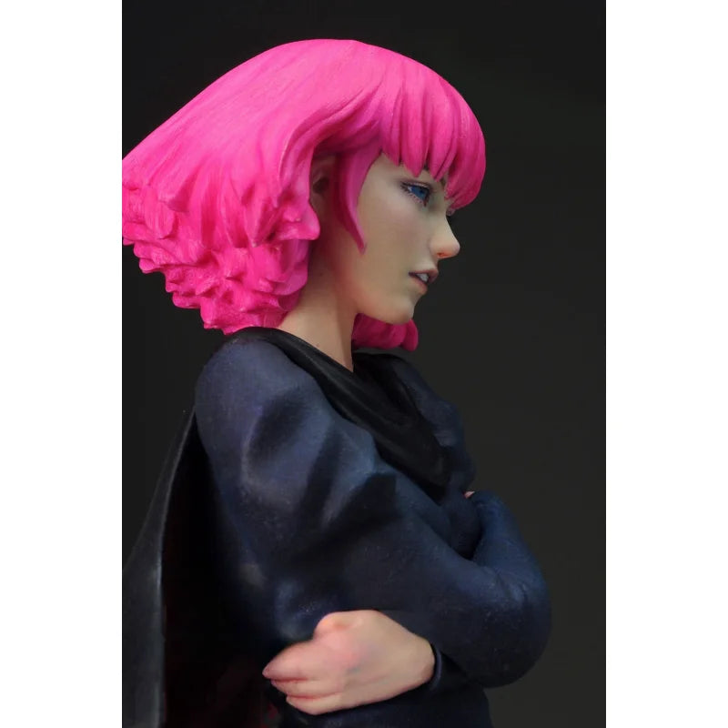 Pink-Haired Female Warrior in Blue Tunic and Red Cape, Resin Model Figure Kit, Anime Theme, Unassembled and Unpainted