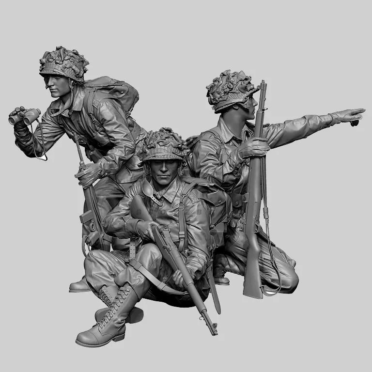 1/35 WWII Allied Soldiers Beach Landing, 4 Figures, Resin Model Figure Kit, Unassembled and Unpainted