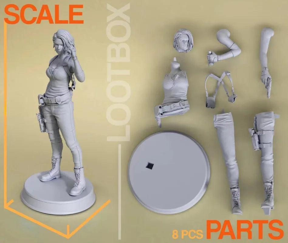 1/24 Modern Female Tactical Explorer, Resin Model Figure Kit, Sci-Fi Theme, Unassembled and Unpainted