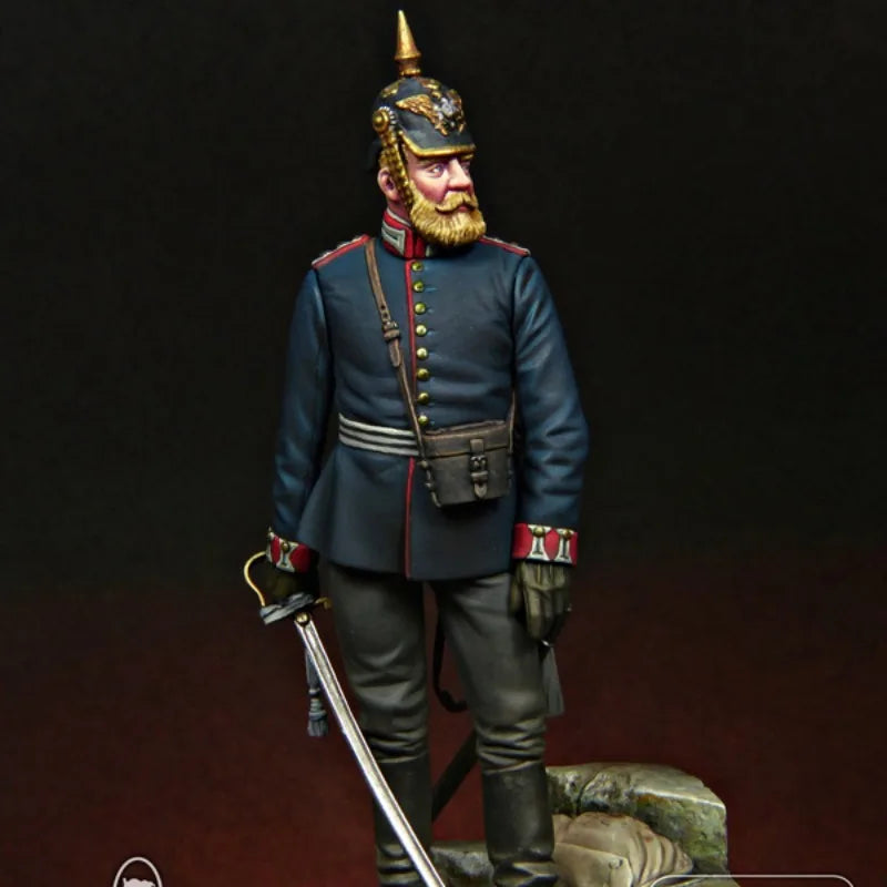 1/24 Napoleonic Prussian Guard Officer with Pickelhaube and Saber, Resin Model Figure Kit, Unassembled and Unpainted