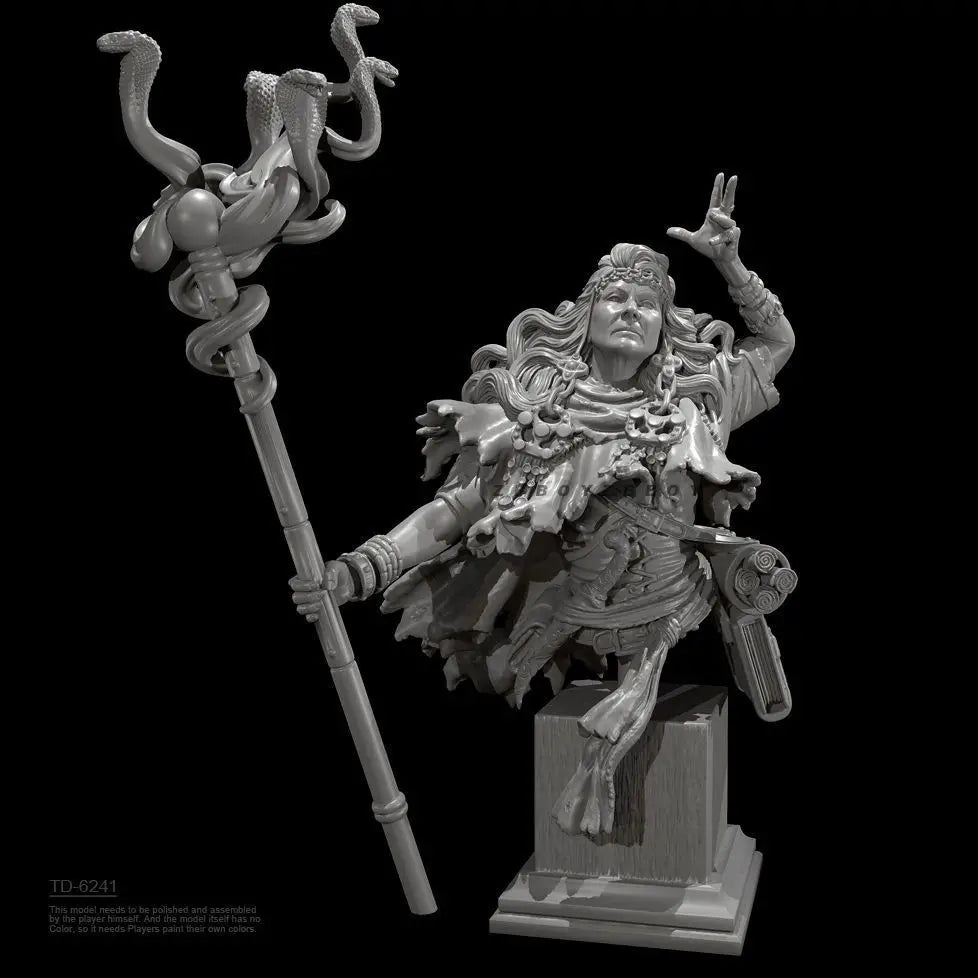 70mm Female Warrior & Mage, 3 Figures, Resin Model Figure Kit, Fantasy Theme, Unassembled and Unpainted