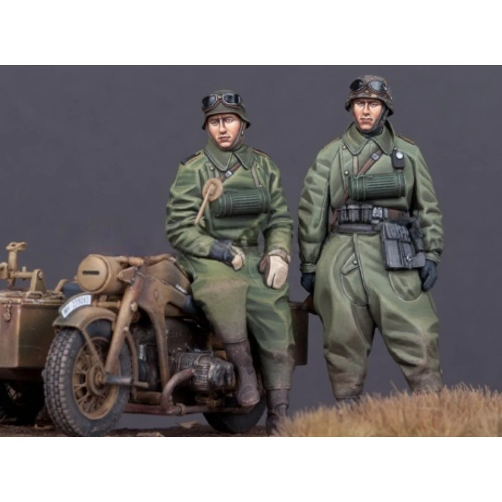 1/35 WWII German Motorcyclist Squad, 4 Figures, Resin Model Figure Kit, Unassembled and Unpainted