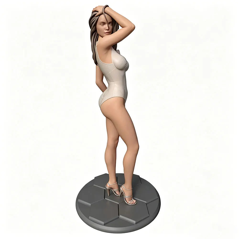 1/24 Brunette Pin-up with Hand Behind Head, Resin Model Figure Kit, Unassembled and Unpainted