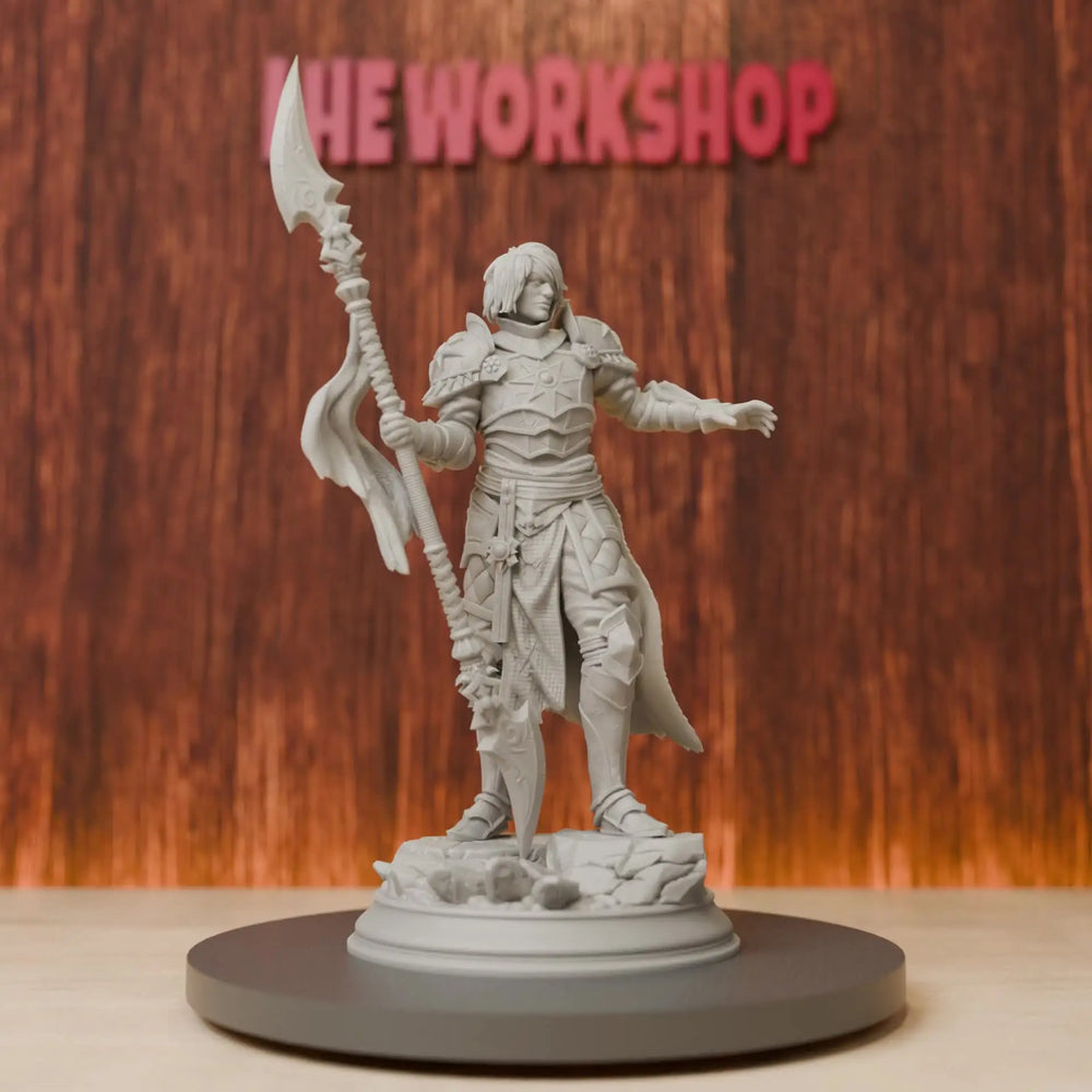 75mm Polearm Paladin, Resin Model Figure Kit, Fantasy Theme, Unassembled and Unpainted