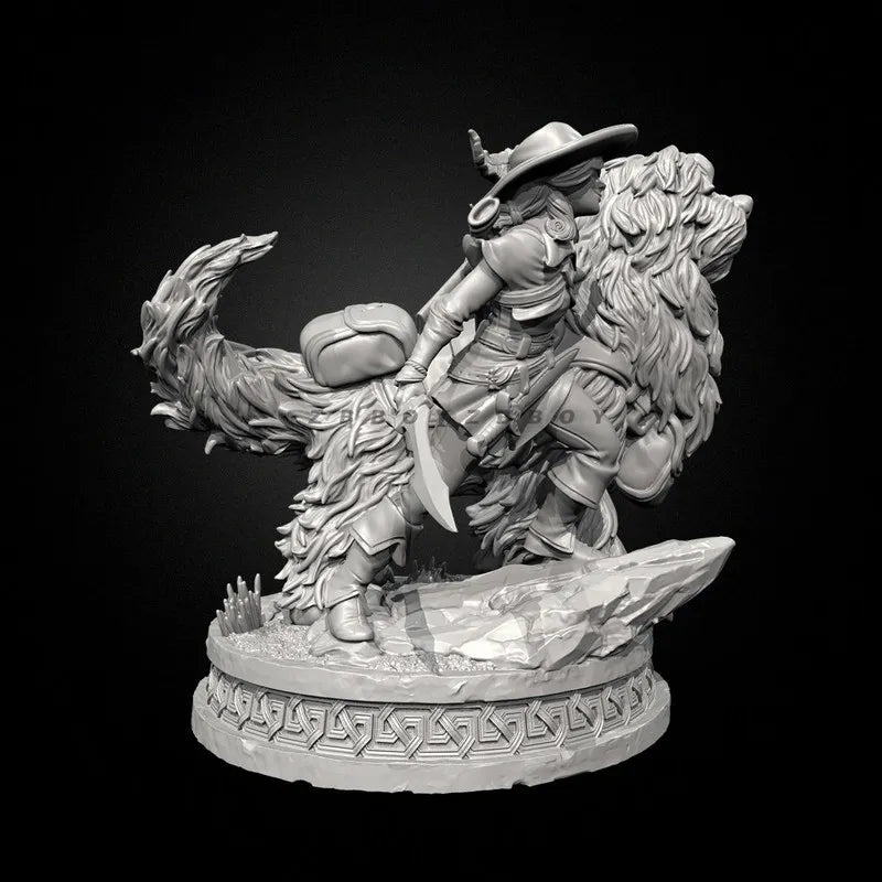 75mm Swordsmen with Hunting Dogs, 5 Figures, Resin Model Figure Kit, Fantasy Theme, Unassembled and Unpainted