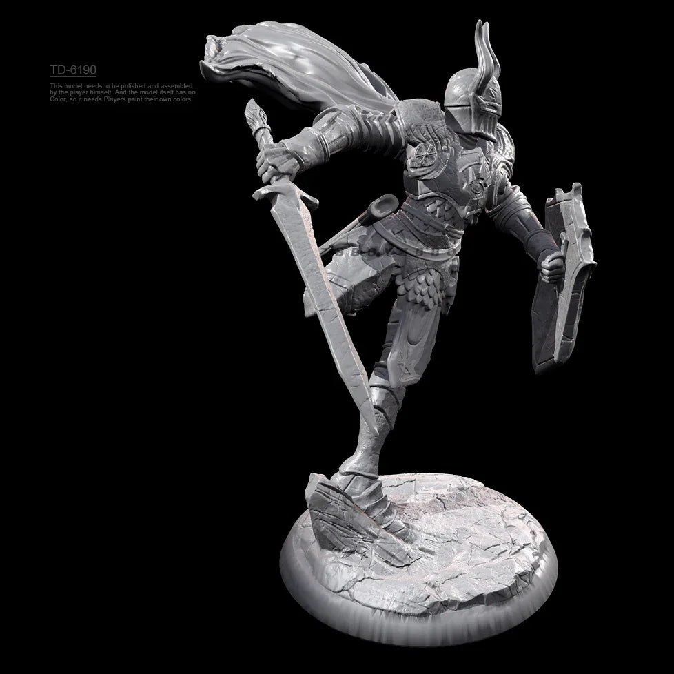 75mm Female Warrior with Flowing Hair and Ornate Armor, Resin Model Figure Kit, Fantasy Theme, Unassembled and Unpainted