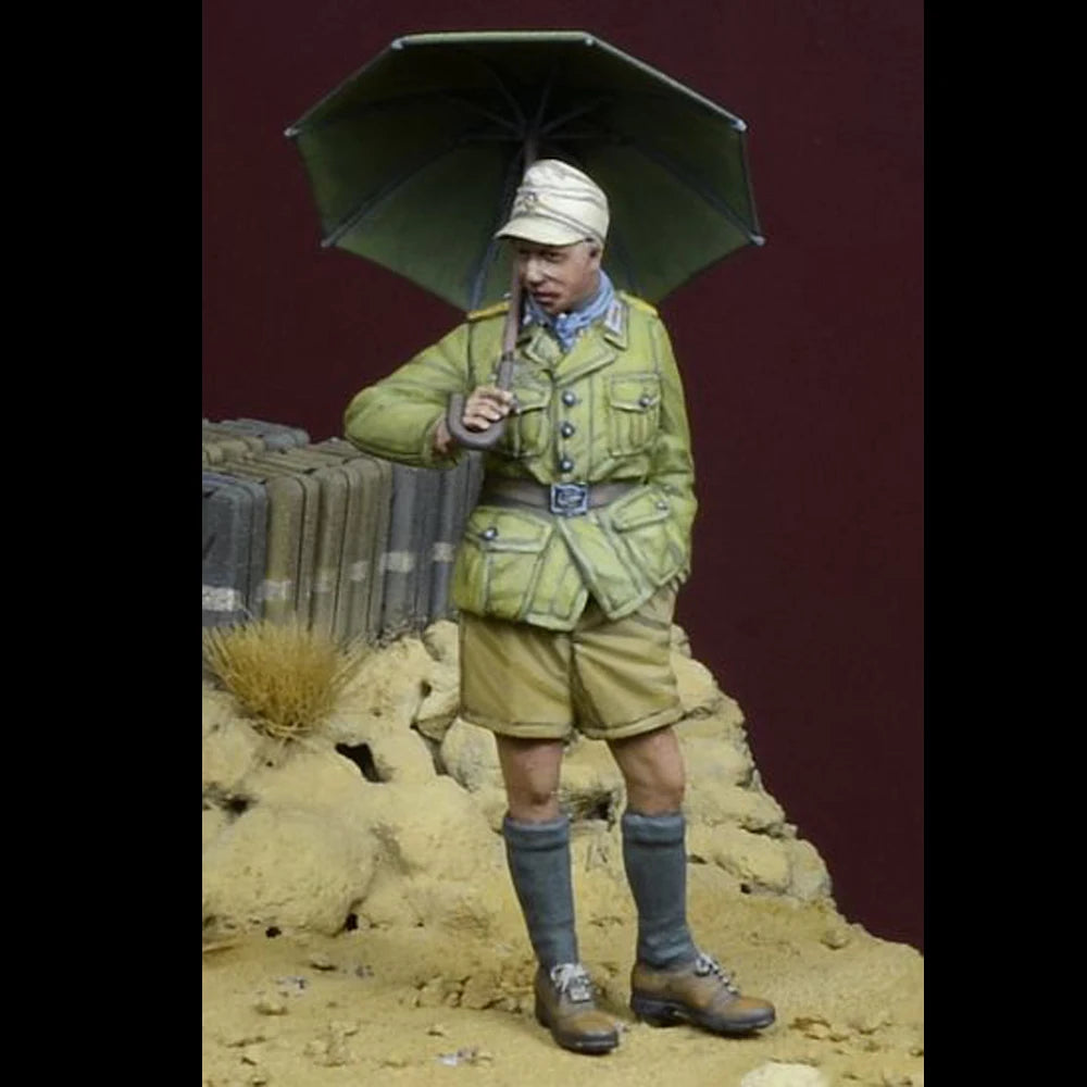 1/35 WWI British Soldier with Umbrella, Resin Model Figure Kit, Unassembled and Unpainted