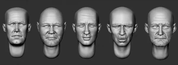 1/35 Anatomical Reference Heads, 5 Figures, Resin Model Bust Kit, Historical Theme, Unassembled and Unpainted