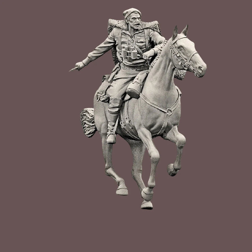 1/35 WWI Cavalry Soldier on Horseback, 2 Figures, Resin Model Figure Kit, Unassembled and Unpainted