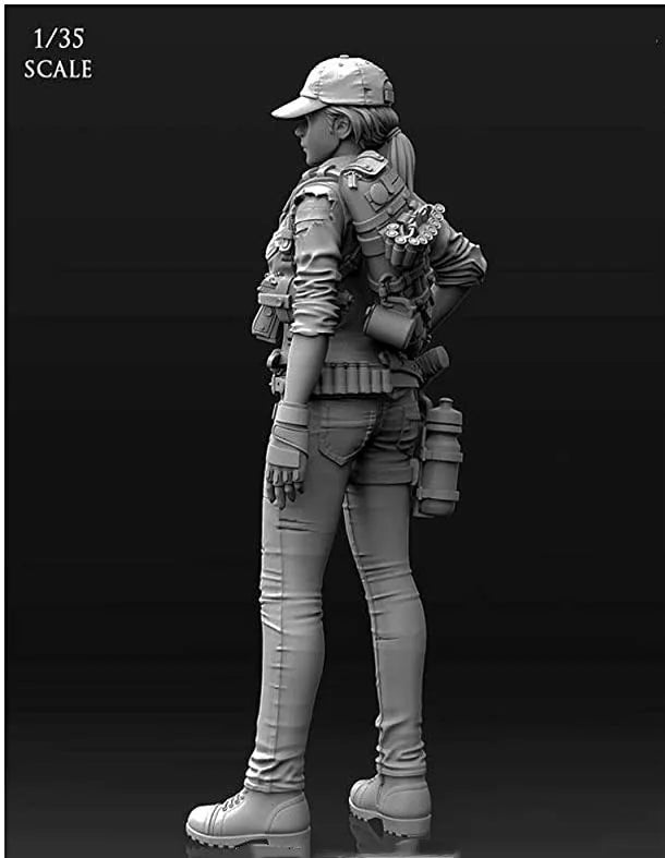 1/35 Modern Female Tactical Operator with Combat Body Armor, Resin Model Figure Kit, Unassembled and Unpainted