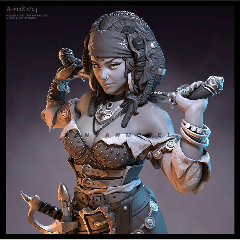 1/24 Pirate Girl, Resin Model Bust Kit, Unassembled and Unpainted